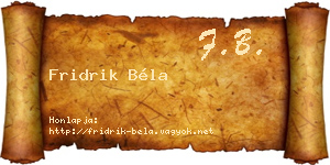 Fridrik Béla névjegykártya